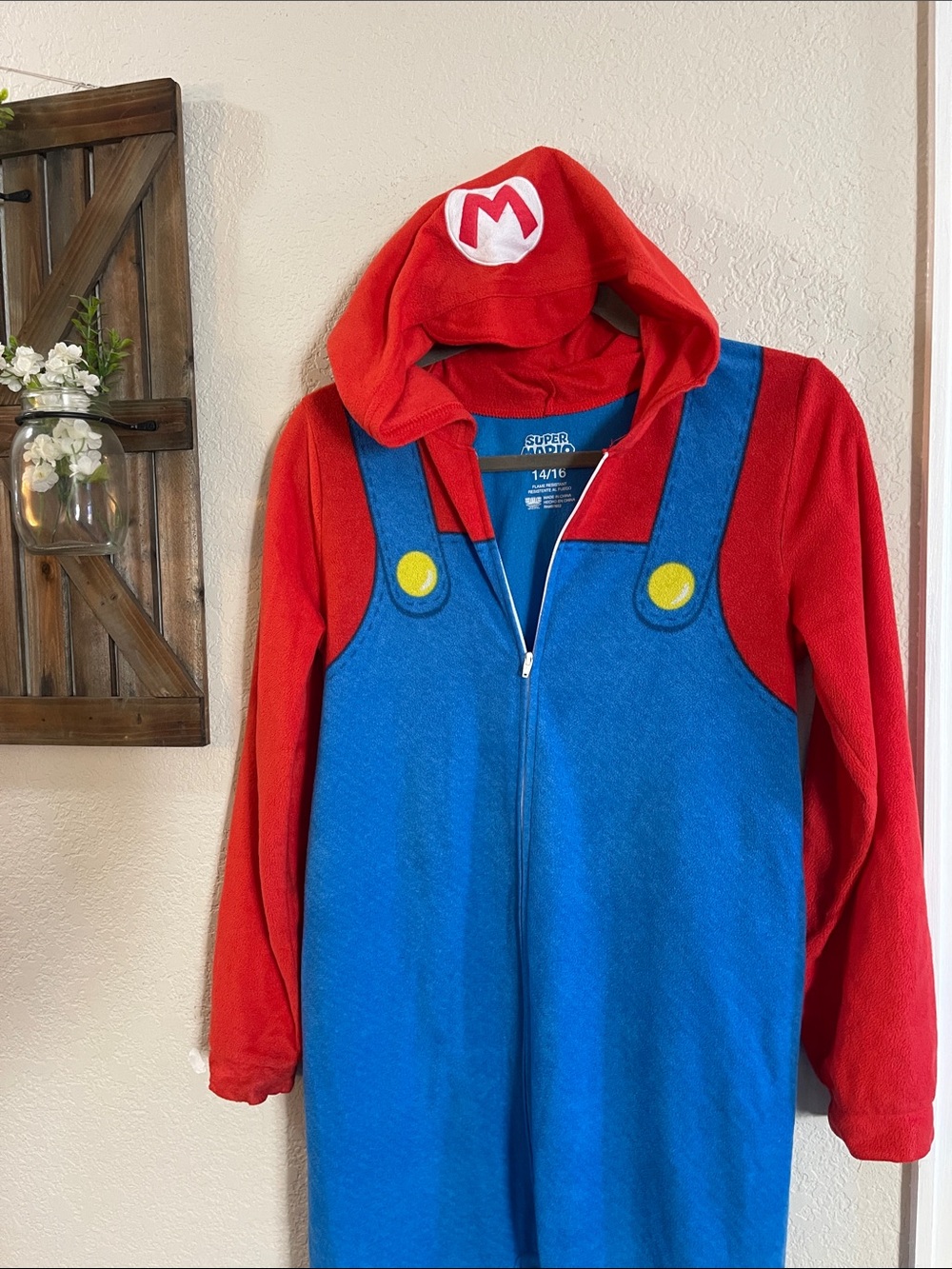 Nintendo Red and Blue Super Mario Hooded onesie